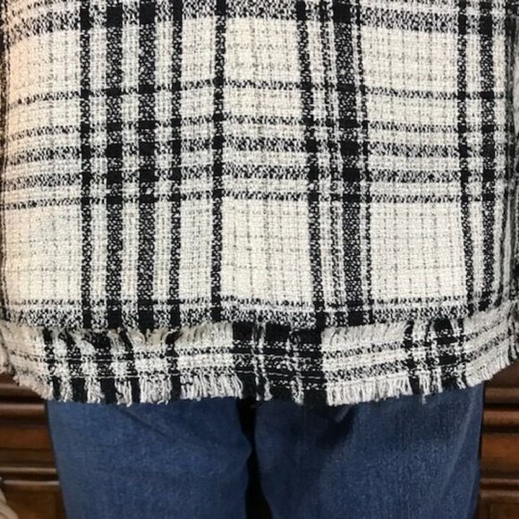 G by Giuliana Ivory Plaid Finge Trim Royal Crest Button Double Breasted Jacket - Picture 13 of 16